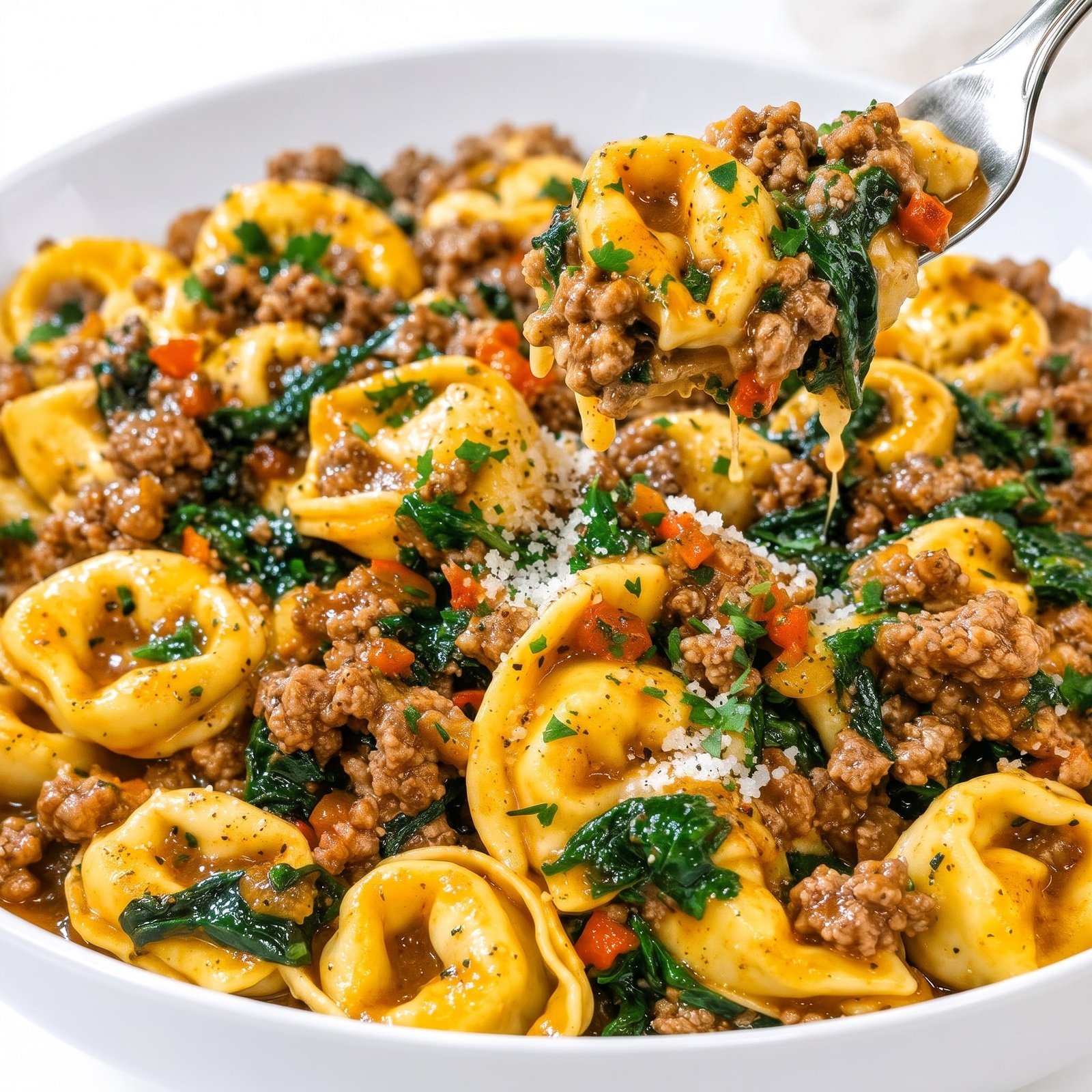 Home 3 Creamy Beef and Spinach Tortellini
